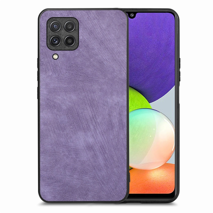 

For Samsung Galaxy A22 4G Vintage Leather PC Back Cover Phone Case(Purple)