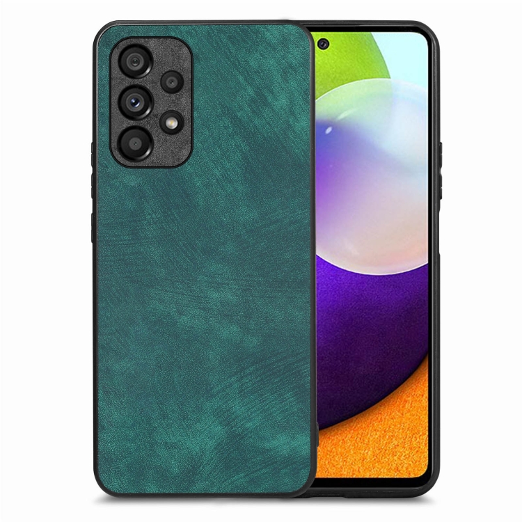 

For Samsung Galaxy A52 Vintage Leather PC Back Cover Phone Case(Green)