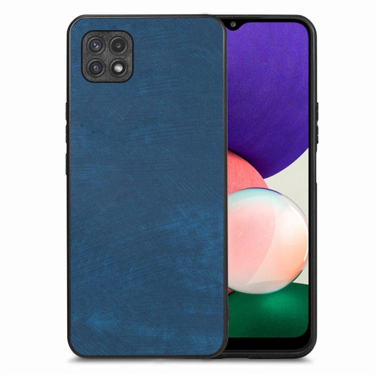 

For Samsung Galaxy A22 5G Vintage Leather PC Back Cover Phone Case(Blue)