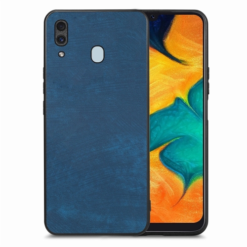 

For Samsung Galaxy A30/A20 Vintage Leather PC Back Cover Phone Case(Blue)