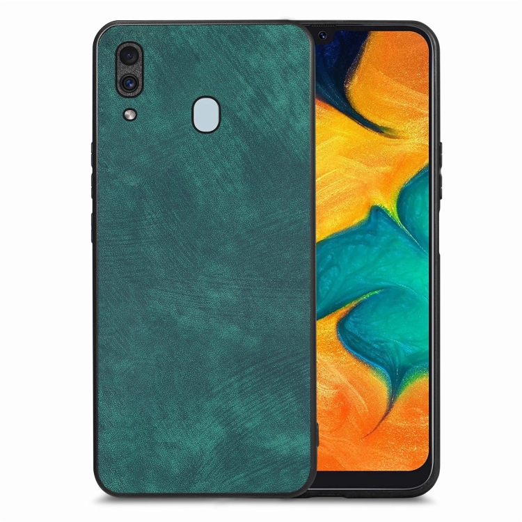 

For Samsung Galaxy A30/A20 Vintage Leather PC Back Cover Phone Case(Green)