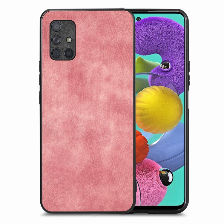 

For Samsung Galaxy A51 5G Vintage Leather PC Back Cover Phone Case(Pink)
