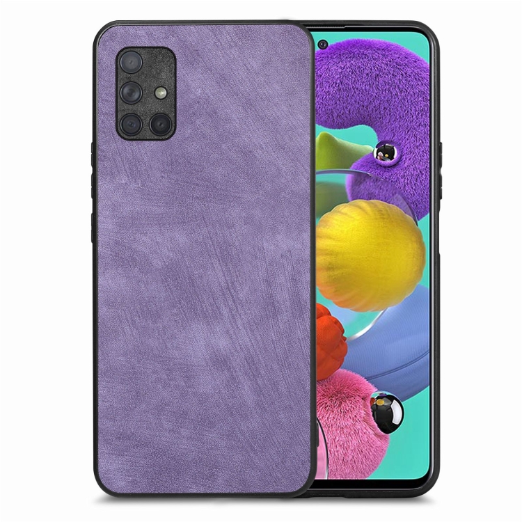 

For Samsung Galaxy A51 5G Vintage Leather PC Back Cover Phone Case(Purple)