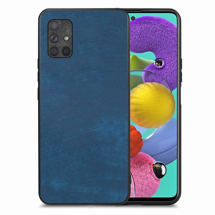 

For Samsung Galaxy A51 4G Vintage Leather PC Back Cover Phone Case(Blue)
