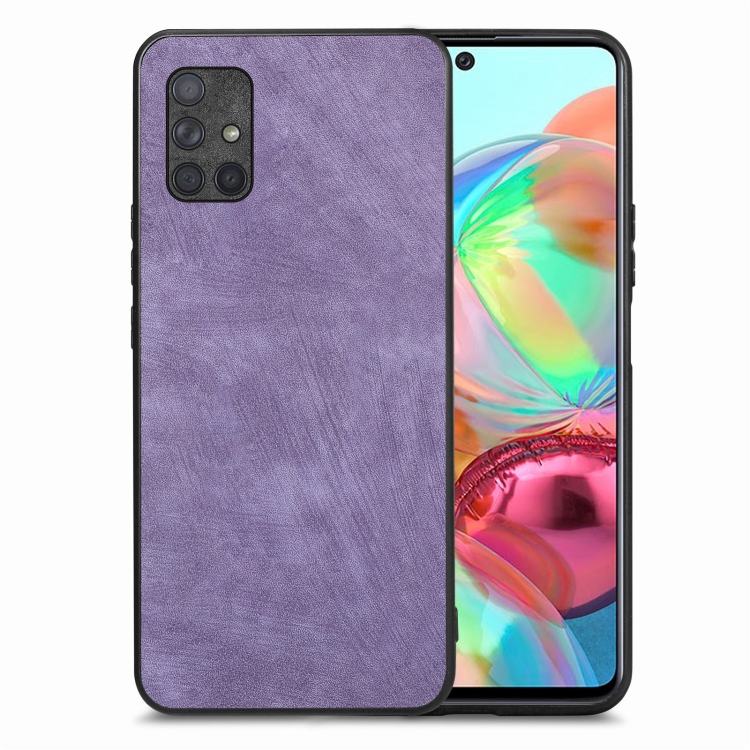 

For Samsung Galaxy A71 5G Vintage Leather PC Back Cover Phone Case(Purple)