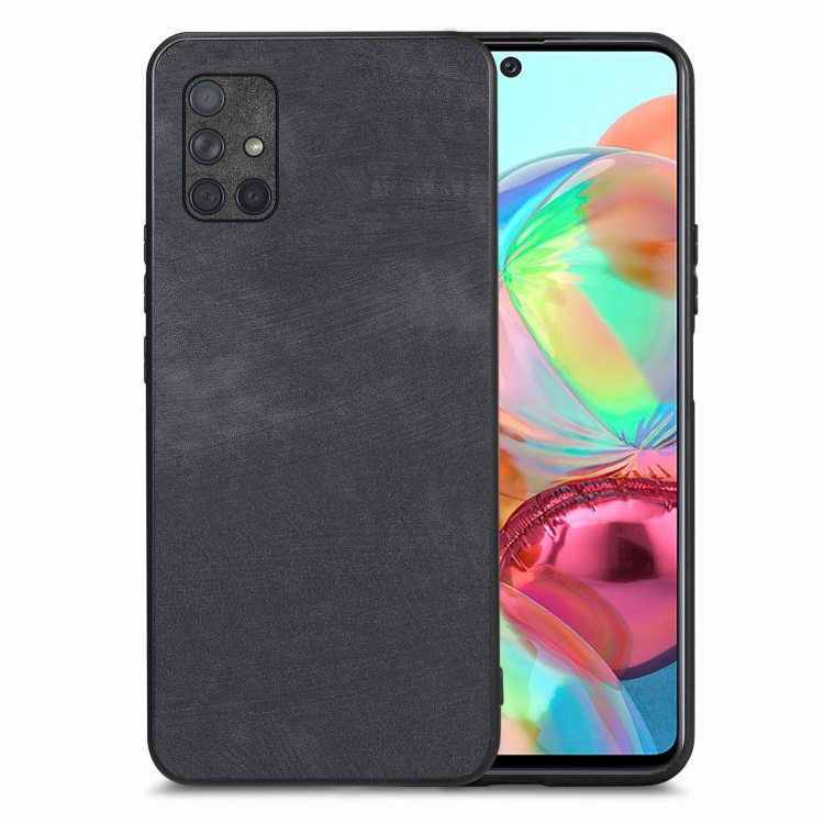 

For Samsung Galaxy A71 4G Vintage Leather PC Back Cover Phone Case(Black)