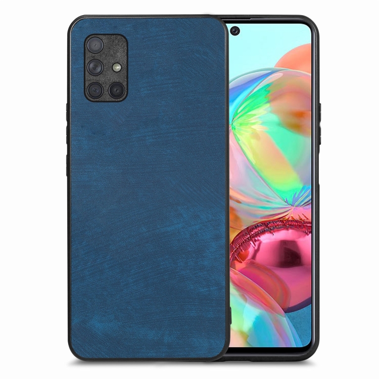

For Samsung Galaxy A71 4G Vintage Leather PC Back Cover Phone Case(Blue)