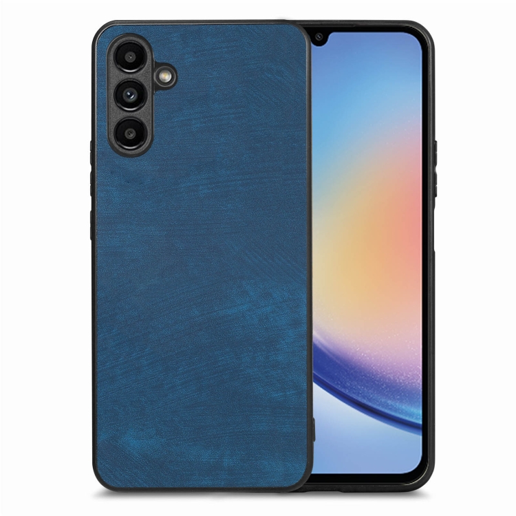 

For Samsung Galaxy A34 5G Vintage Leather PC Back Cover Phone Case(Blue)