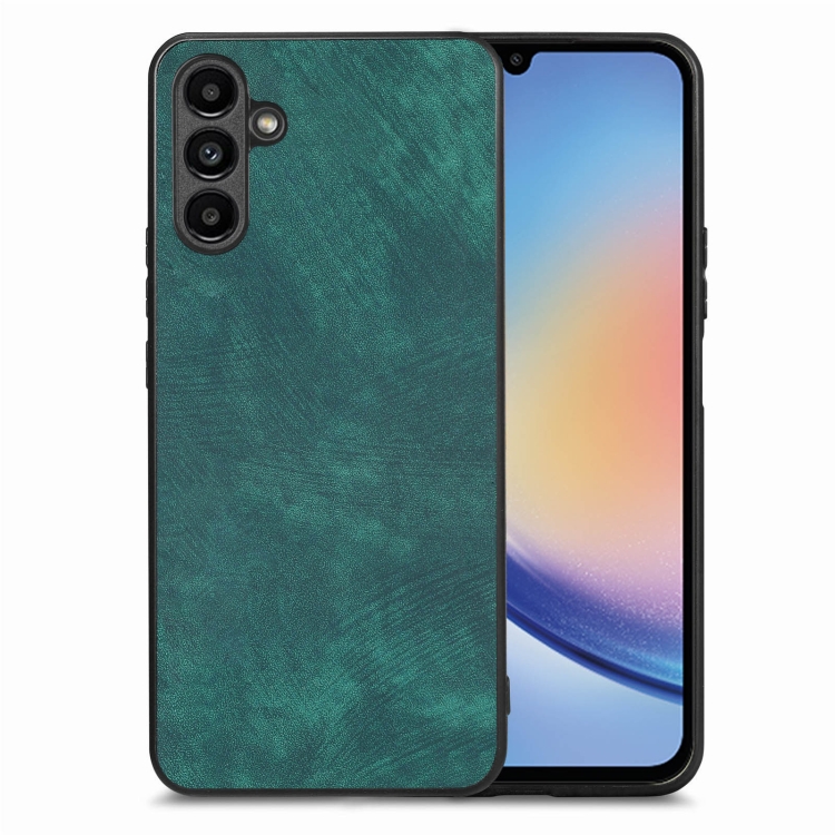 

For Samsung Galaxy A34 5G Vintage Leather PC Back Cover Phone Case(Green)