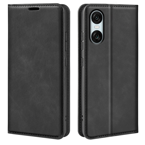 

For Sony Xperia 10 VI Retro-skin Magnetic Suction Leather Phone Case(Black)