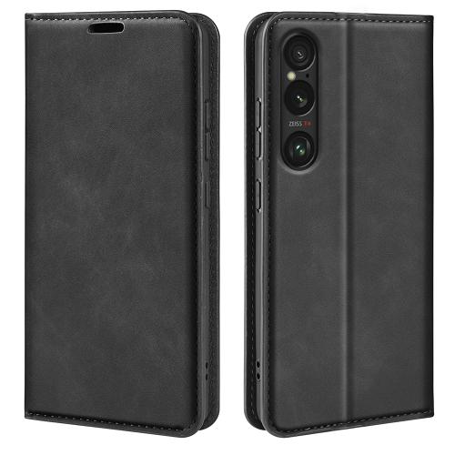 

For Sony Xperia 1 VII Retro-skin Magnetic Suction Leather Phone Case(Black)