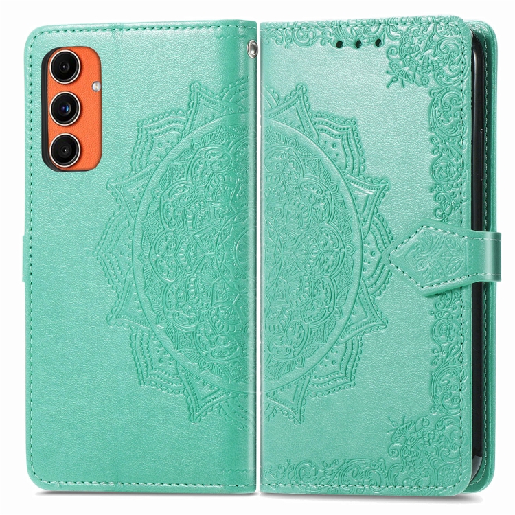 

For Samsung Galaxy C55 Mandala Flower Embossed Leather Phone Case(Green)