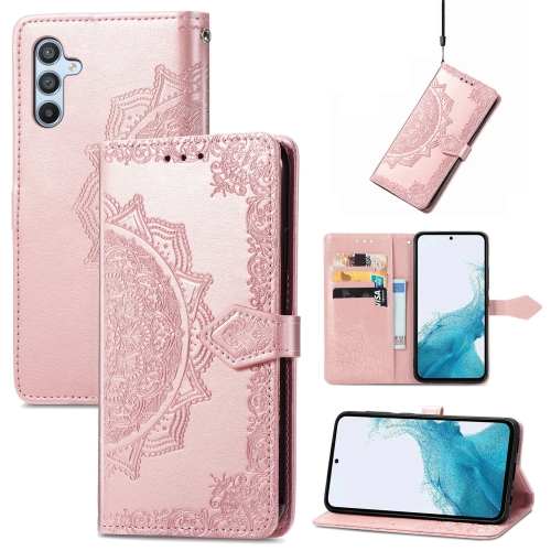 

For Samsung Galaxy A36 5G Mandala Flower Embossed Leather Phone Case(Rose Gold)