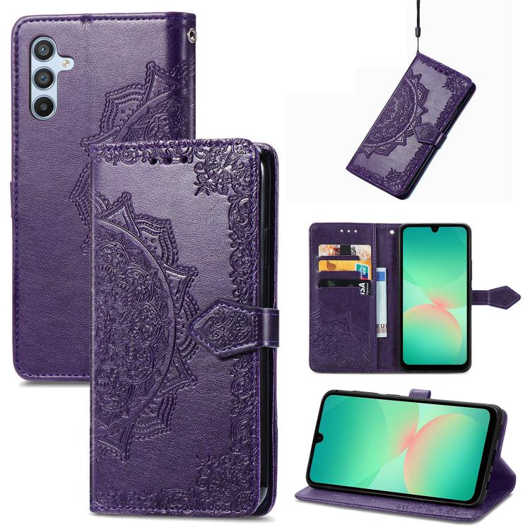 

For Samsung Galaxy A26 Mandala Flower Embossed Leather Phone Case(Purple)