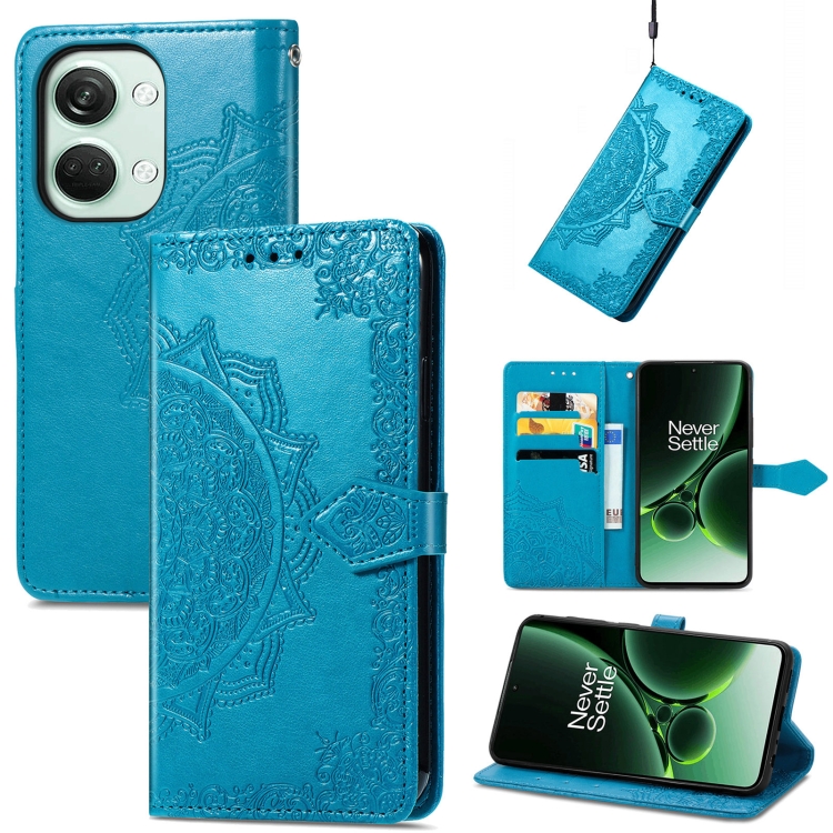 

For OnePlus Nord 3 5G Mandala Flower Embossed Leather Phone Case(Blue)
