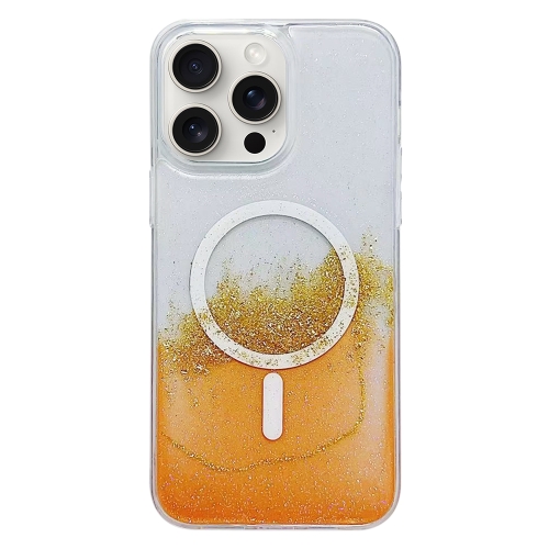 

For iPhone 15 Pro Max MagSafe Gilding Hybrid Clear TPU Phone Case(Orange)