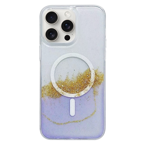 

For iPhone 15 Pro Gilding MagSafe Hybrid Clear TPU Phone Case(Purple)