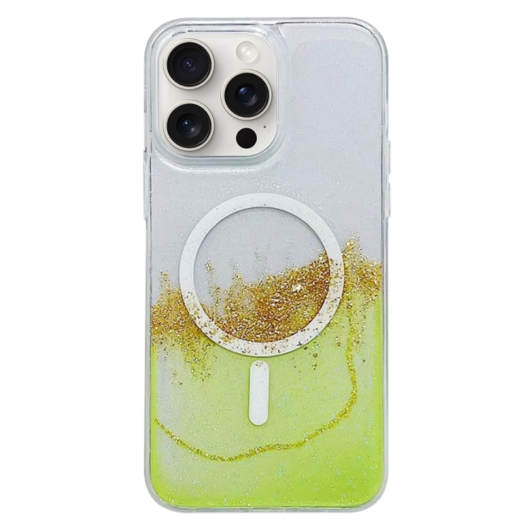 

For iPhone 15 Pro MagSafe Gilding Hybrid Clear TPU Phone Case(Green)