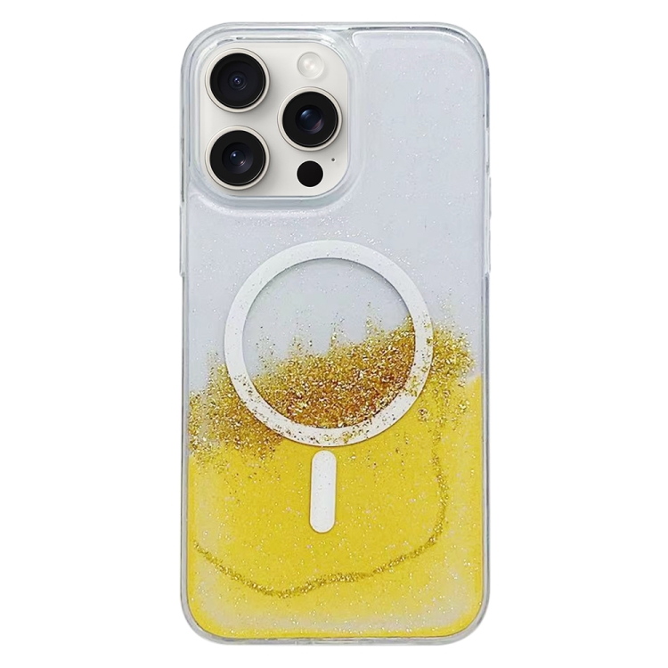 

For iPhone 15 Pro MagSafe Gilding Hybrid Clear TPU Phone Case(Yellow)