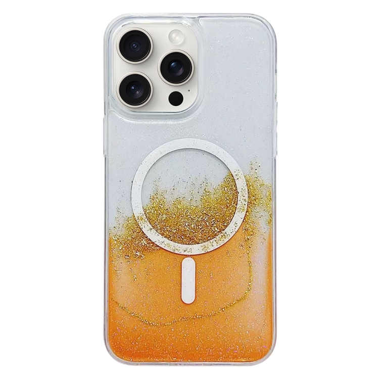 

For iPhone 15 Pro MagSafe Gilding Hybrid Clear TPU Phone Case(Orange)