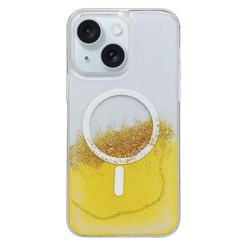 

For iPhone 15 Plus MagSafe Gilding Hybrid Clear TPU Phone Case(Yellow)