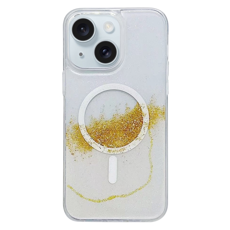 

For iPhone 15 MagSafe Gilding Hybrid Clear TPU Phone Case(White)