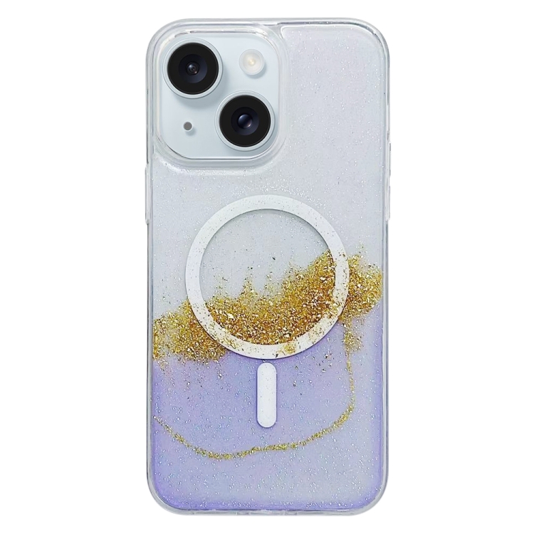 

For iPhone 15 MagSafe Gilding Hybrid Clear TPU Phone Case(Purple)