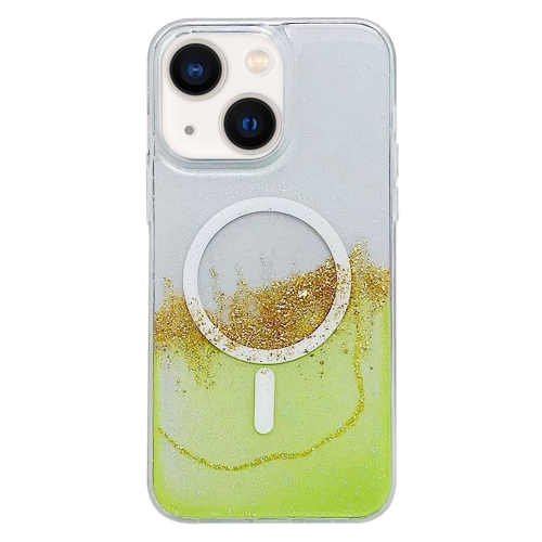 

For iPhone 14 Plus MagSafe Gilding Hybrid Clear TPU Phone Case(Green)