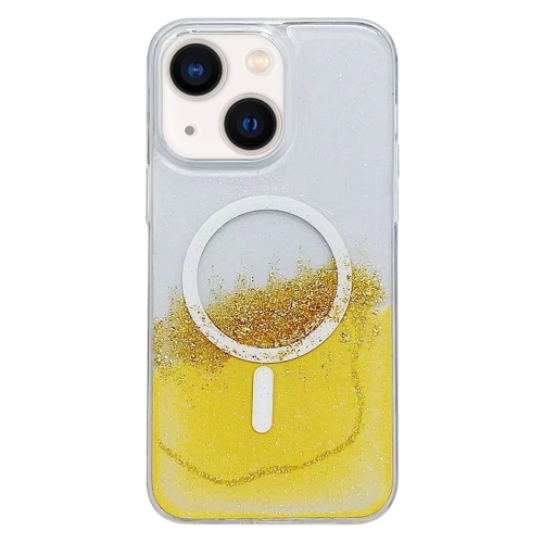 

For iPhone 14 Plus MagSafe Gilding Hybrid Clear TPU Phone Case(Yellow)