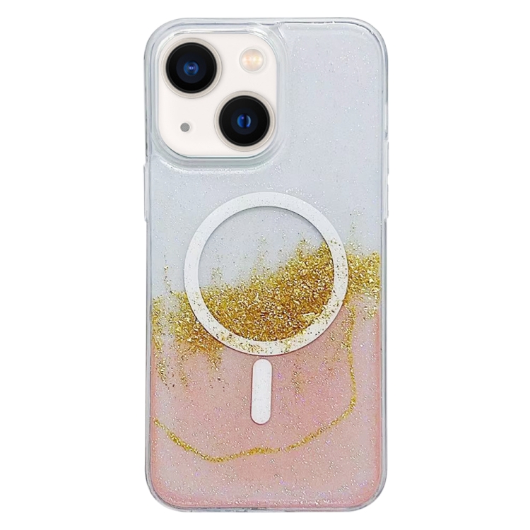 

For iPhone 14 MagSafe Gilding Hybrid Clear TPU Phone Case(Pink)