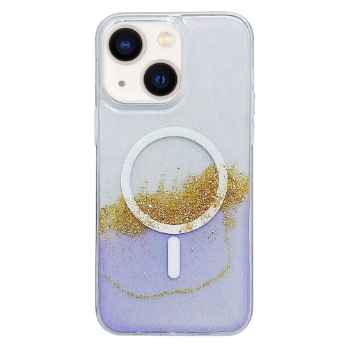 

For iPhone 14 Gilding MagSafe Hybrid Clear TPU Phone Case(Purple)