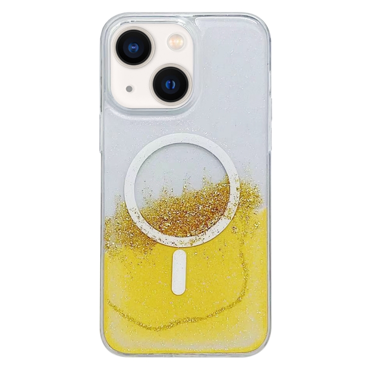 

For iPhone 14 MagSafe Gilding Hybrid Clear TPU Phone Case(Yellow)
