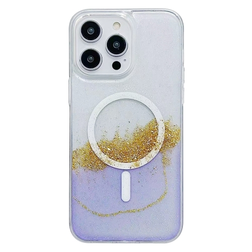 

For iPhone 14 Pro MagSafe Gilding Hybrid Clear TPU Phone Case(Purple)