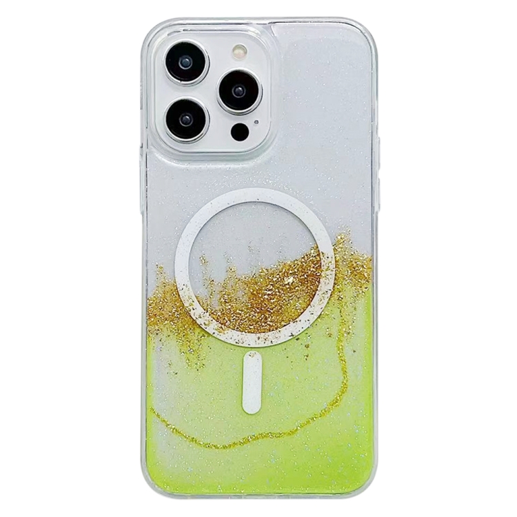 

For iPhone 14 Pro MagSafe Gilding Hybrid Clear TPU Phone Case(Green)