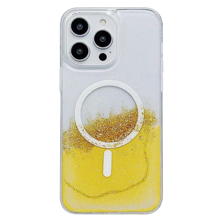 

For iPhone 14 Pro MagSafe Gilding Hybrid Clear TPU Phone Case(Yellow)
