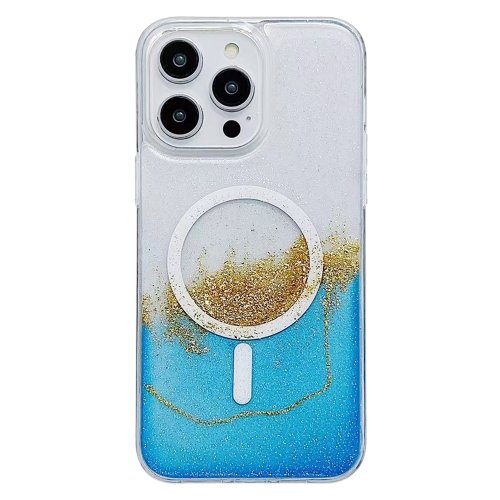 

For iPhone 14 Pro MagSafe Gilding Hybrid Clear TPU Phone Case(Blue)