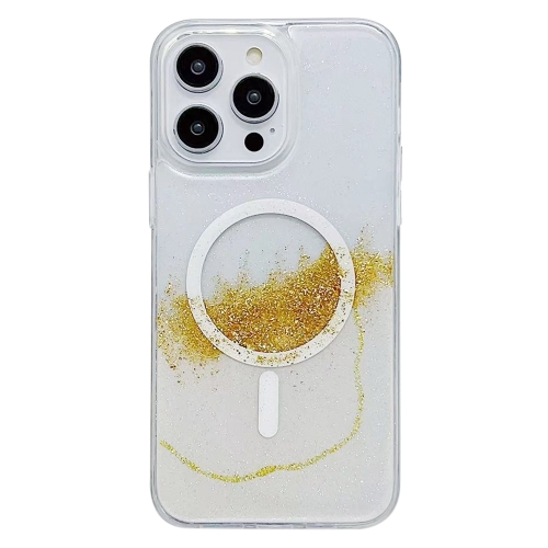 

For iPhone 14 Pro Max MagSafe Gilding Hybrid Clear TPU Phone Case(White)