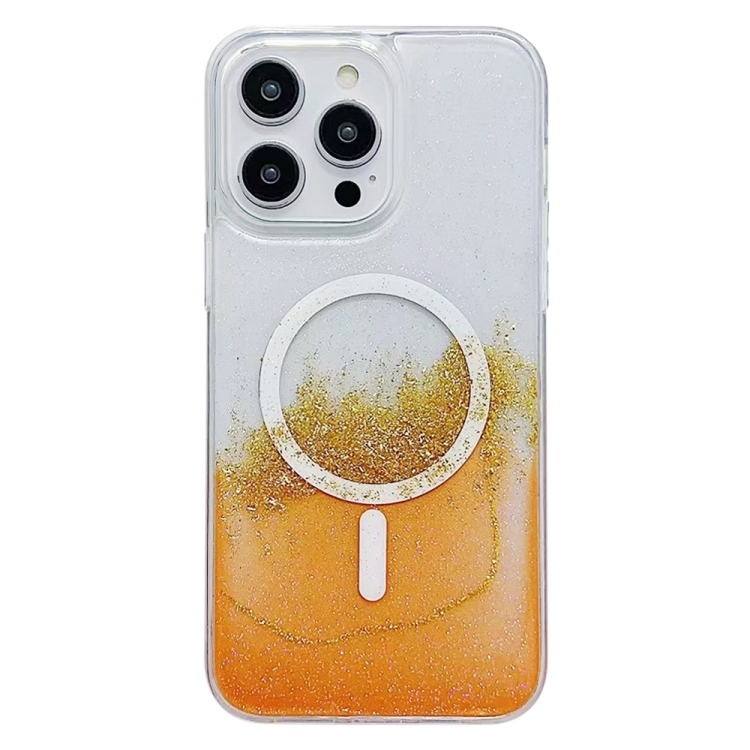 

For iPhone 13 Pro Max MagSafe Gilding Hybrid Clear TPU Phone Case(Orange)