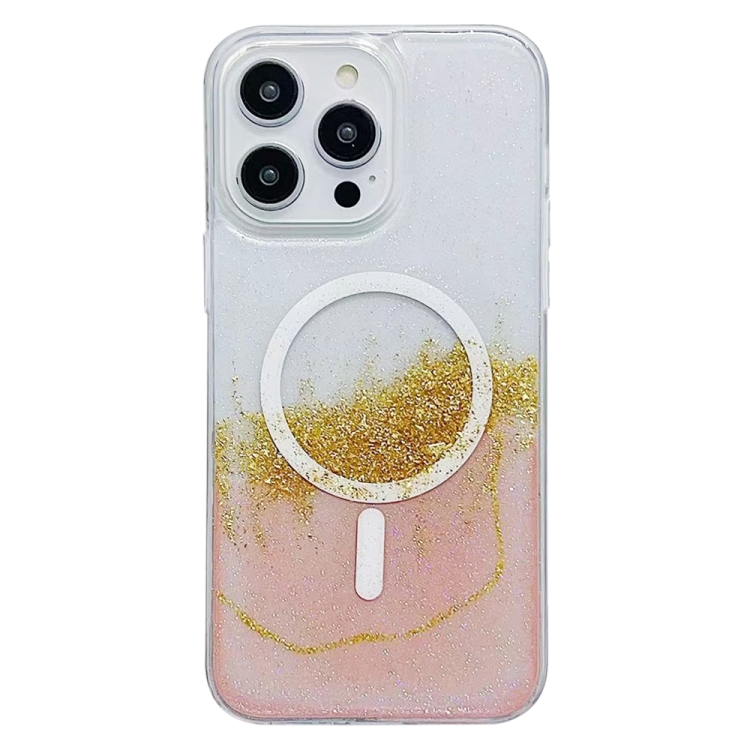 

For iPhone 13 Pro MagSafe Gilding Hybrid Clear TPU Phone Case(Pink)