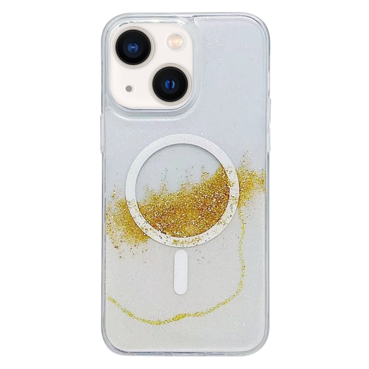 

For iPhone 13 MagSafe Gilding Hybrid Clear TPU Phone Case(White)