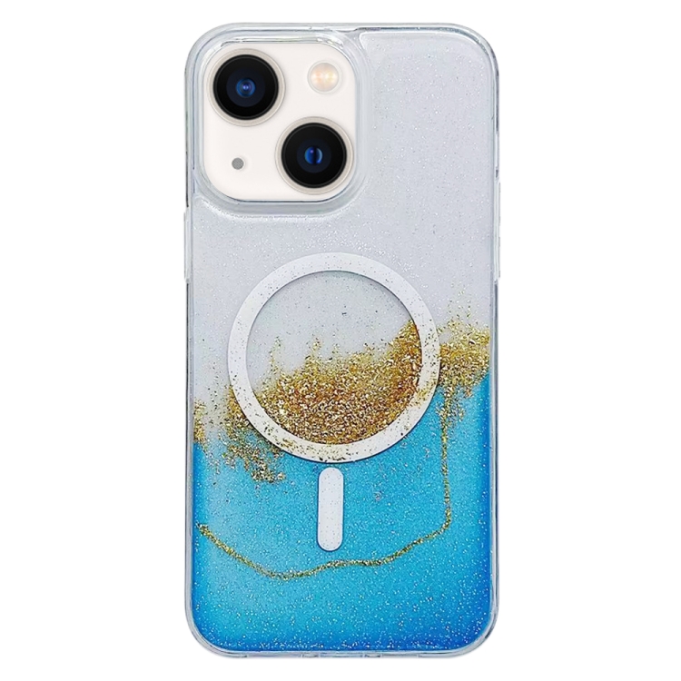 

For iPhone 13 MagSafe Gilding Hybrid Clear TPU Phone Case(Blue)