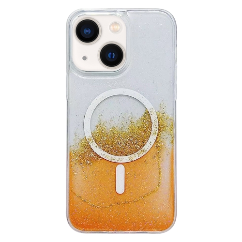 

For iPhone 13 MagSafe Gilding Hybrid Clear TPU Phone Case(Orange)