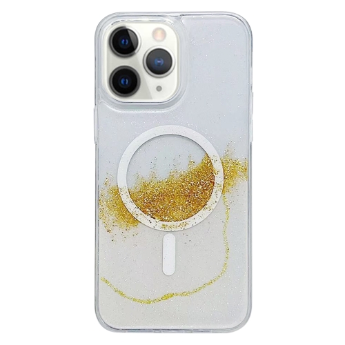 

For iPhone 11 Pro Max Gilding MagSafe Hybrid Clear TPU Phone Case(White)