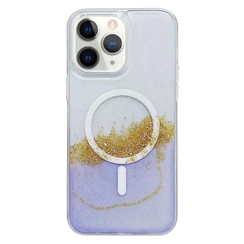 

For iPhone 11 Pro Max MagSafe Gilding Hybrid Clear TPU Phone Case(Purple)