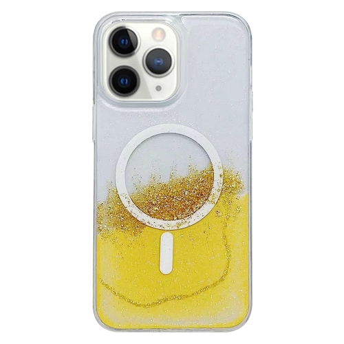 

For iPhone 11 Pro Max MagSafe Gilding Hybrid Clear TPU Phone Case(Yellow)