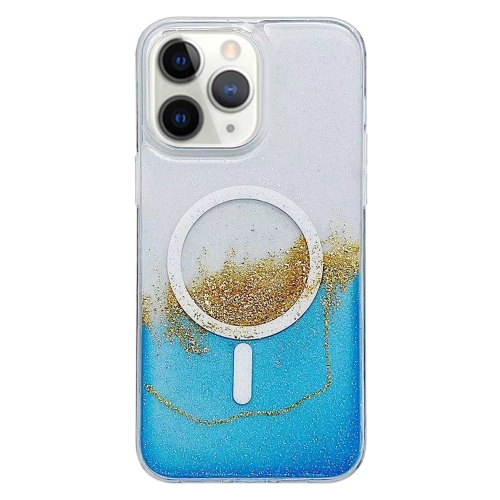 

For iPhone 11 Pro Max MagSafe Gilding Hybrid Clear TPU Phone Case(Blue)