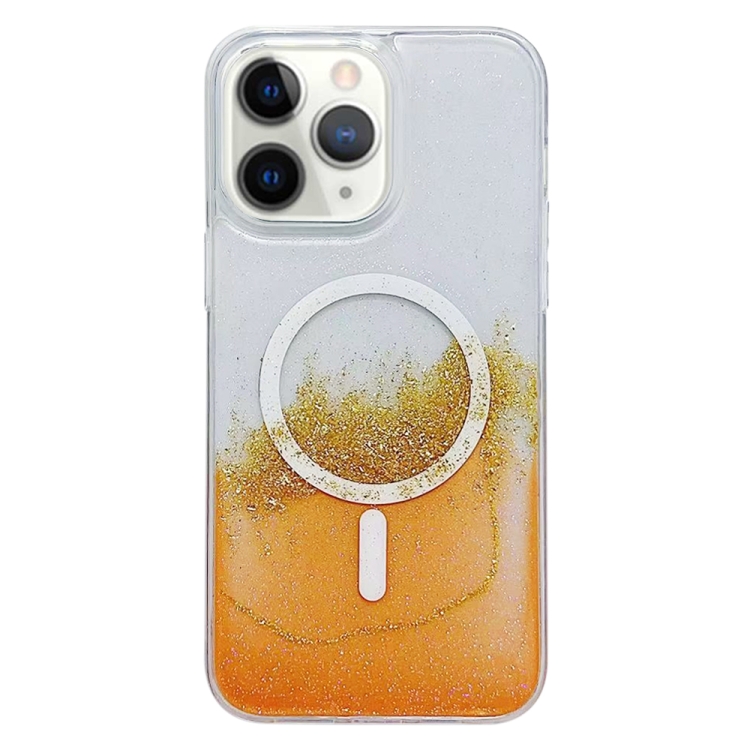 

For iPhone 11 Pro Max MagSafe Gilding Hybrid Clear TPU Phone Case(Orange)