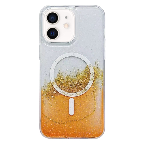 

For iPhone 11 Gilding MagSafe Hybrid Clear TPU Phone Case(Orange)