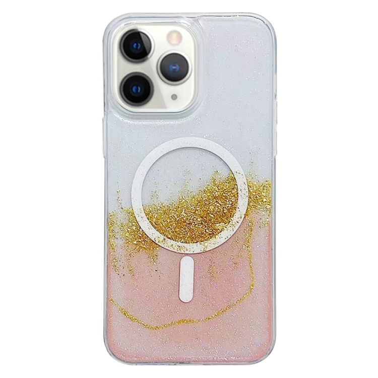 

For iPhone 11 Pro MagSafe Gilding Hybrid Clear TPU Phone Case(Pink)