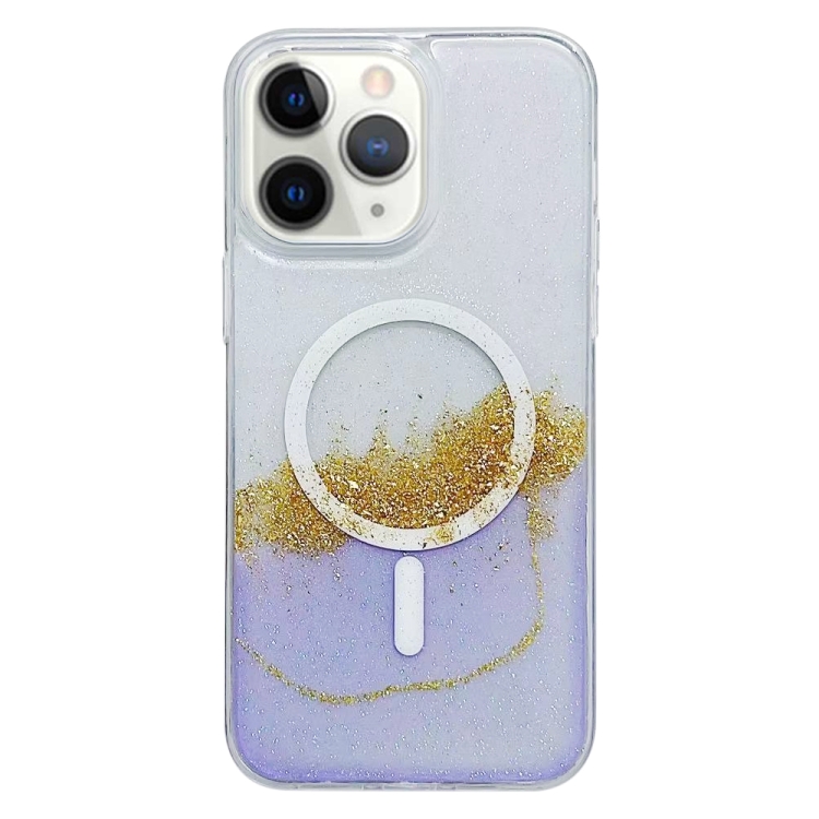 

For iPhone 11 Pro MagSafe Gilding Hybrid Clear TPU Phone Case(Purple)